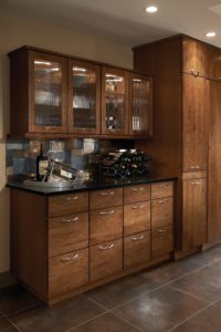 Wet Bar with Brown Cabinets